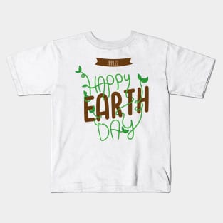 Happy Earth Day Typo Kids T-Shirt